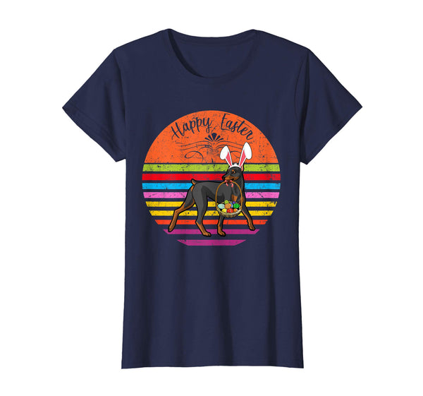 Cute Doberman Pinscher Dog With Bunny Hat Easter Eggs Shirt