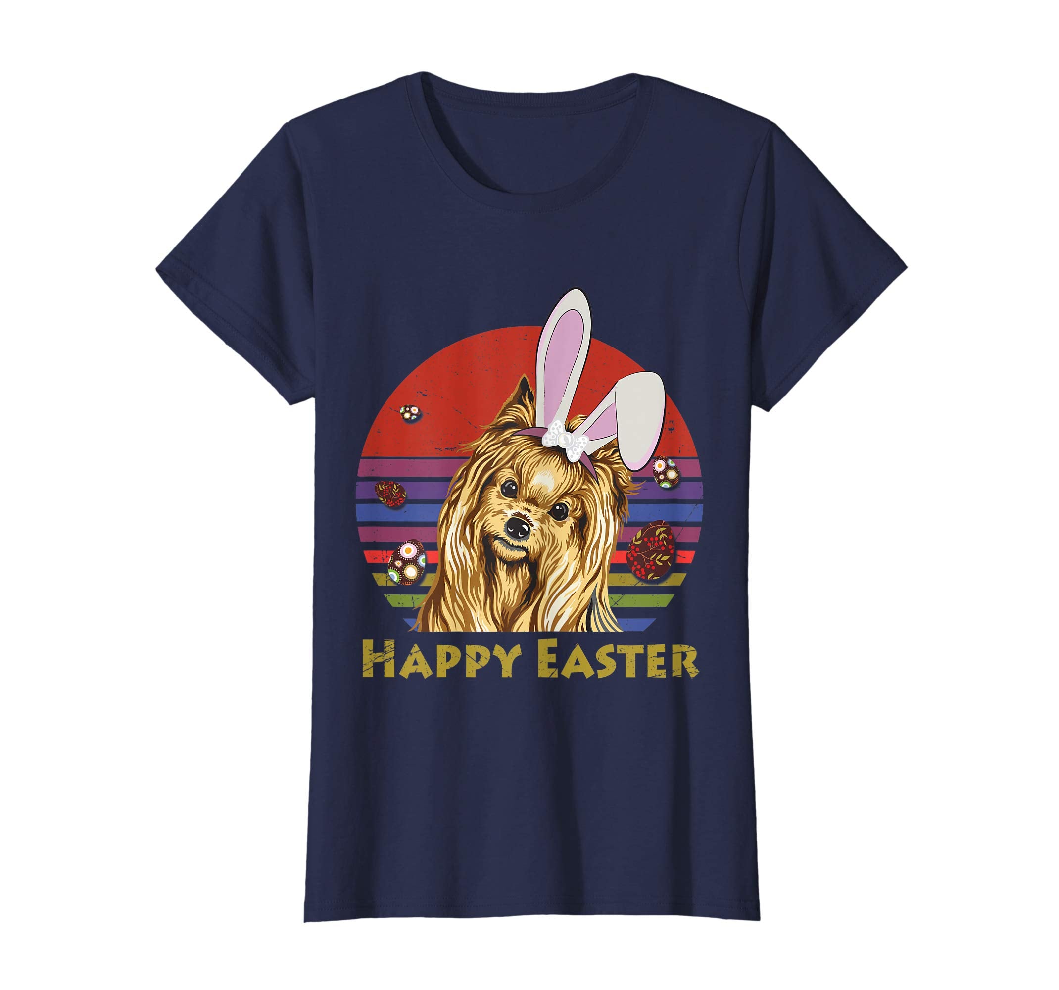 Yorkshire Terrier With Bunny Headband Happy Easter Tshirt