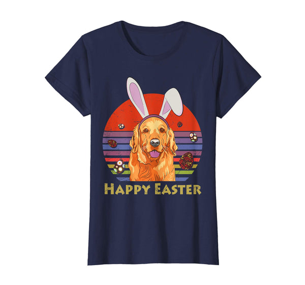 Golden Retriever With Bunny Headband Happy Easter Tshirt