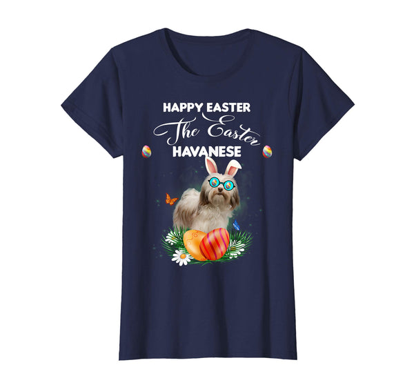 Havanese' Dog Sunglass Bunny Happy Easter Day Tshirt