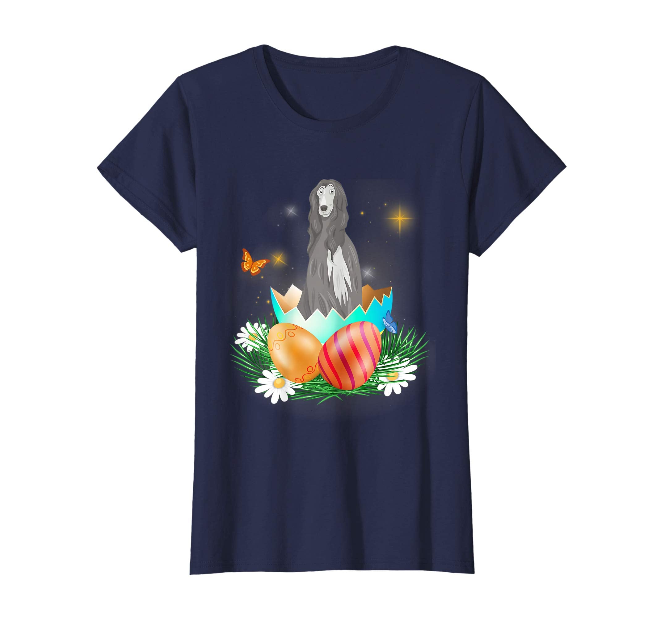 Easter Day Afghan Hound With Bunny And Eggs T Shirt