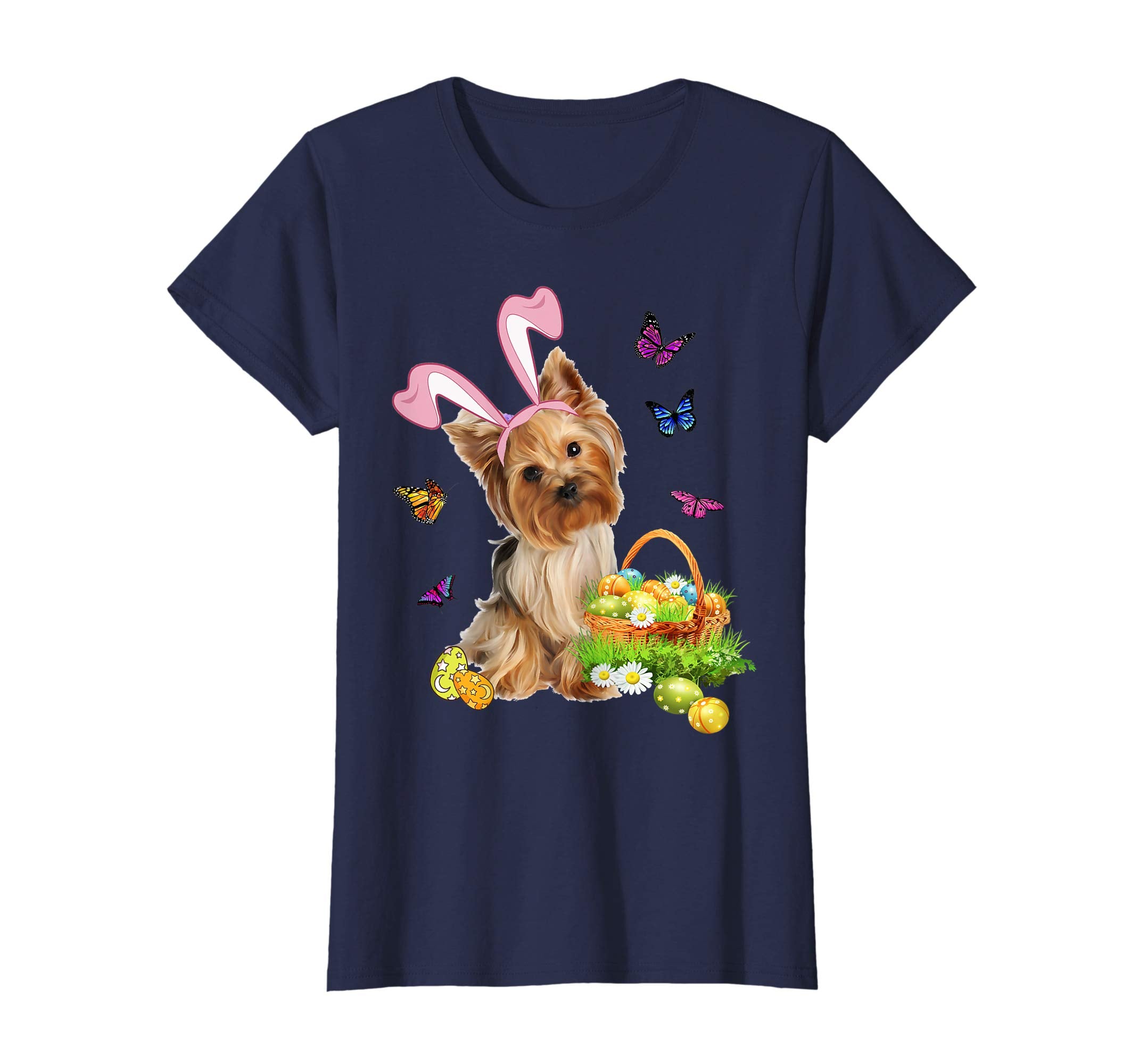Yorkshire Terrier Bunny Hat Rabbit Easter Eggs T-Shirt