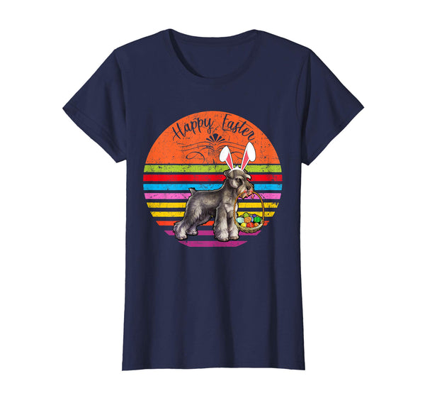 Vintage Miniature Schnauzer Dog Easter Eggs Basket T Shirt