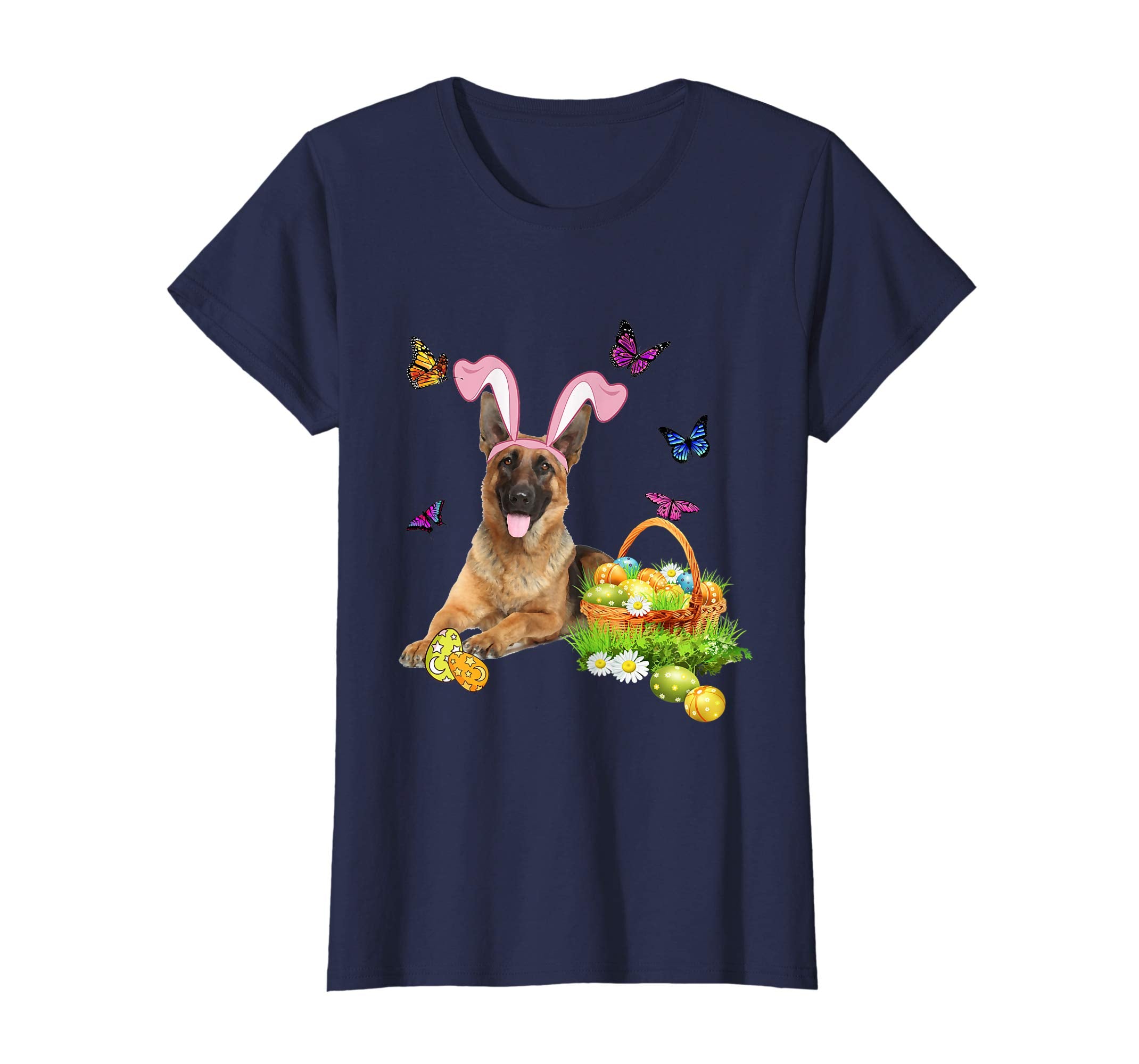 German Shepherd Bunny Hat Rabbit Easter Eggs T-Shirt