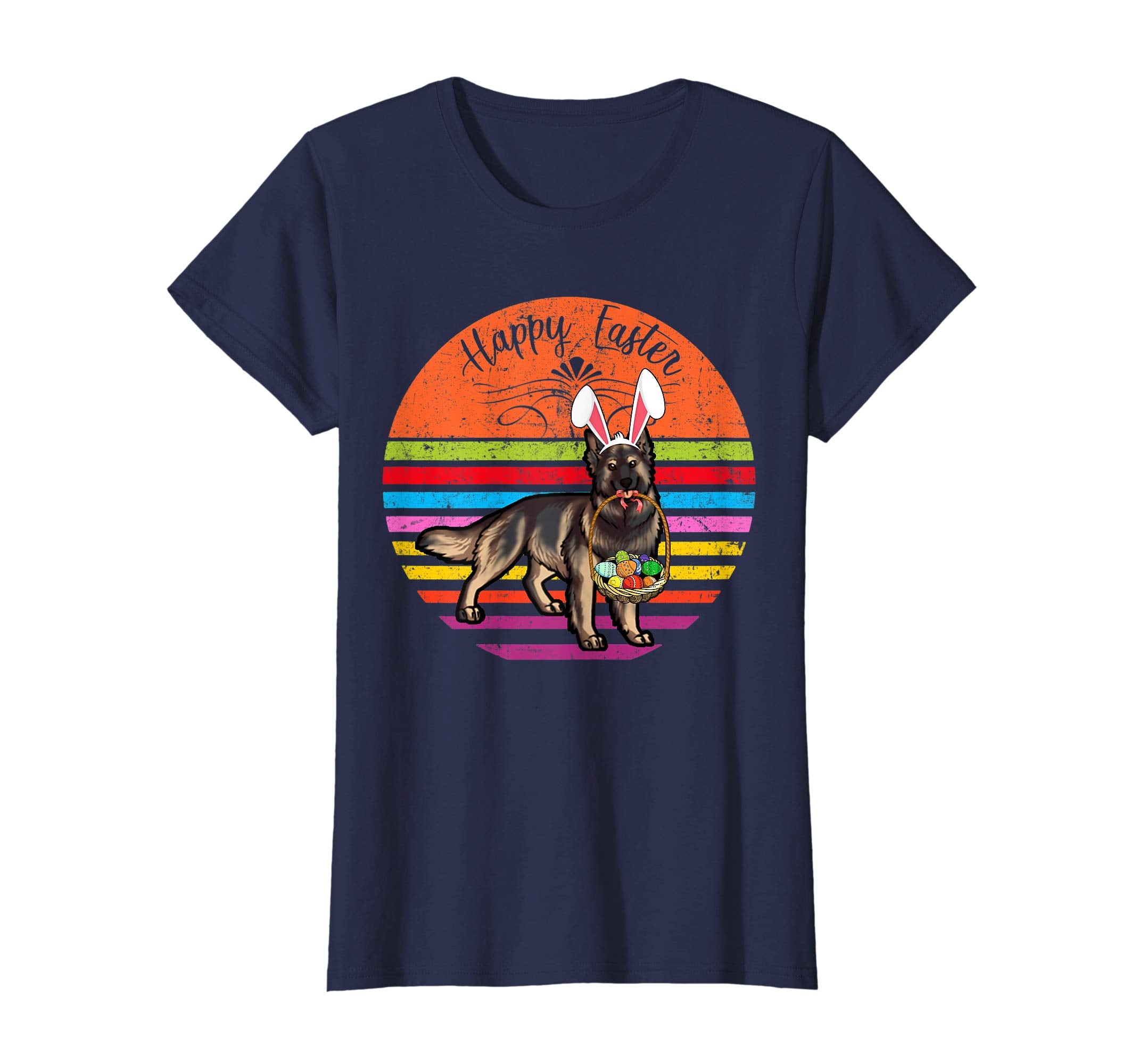 Cute Shiloh Shepherd Dog With Bunny Hat Easter Eggs T Shirt
