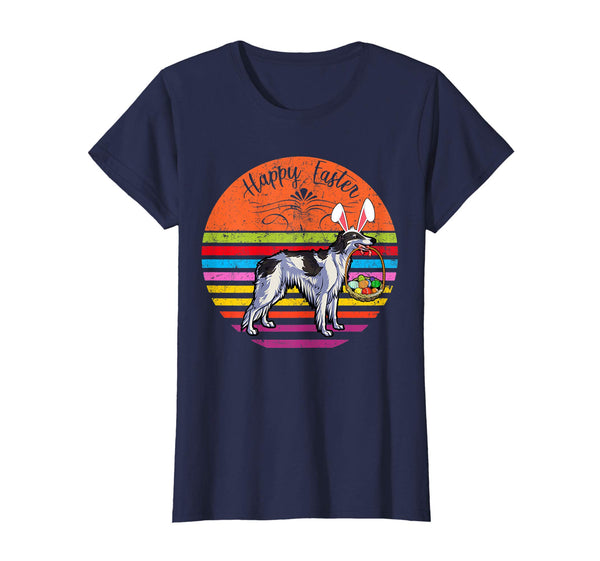 Cute Borzoi Dog With Bunny Hat Happy Easter Eggs T Shirt