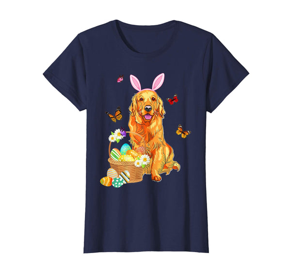 Golden Retriever Bunny Hat Rabbit Easter Eggs Shirt Happy Ea