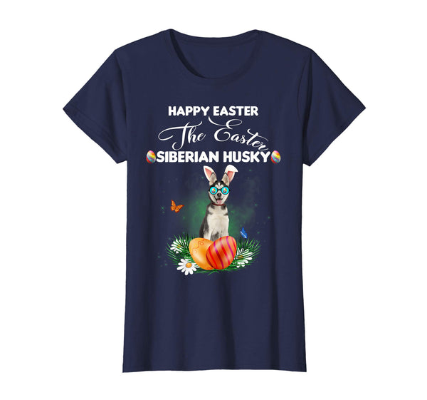 Siberian Husky Dog Sunglass Bunny Happy Easter Day Tshirt