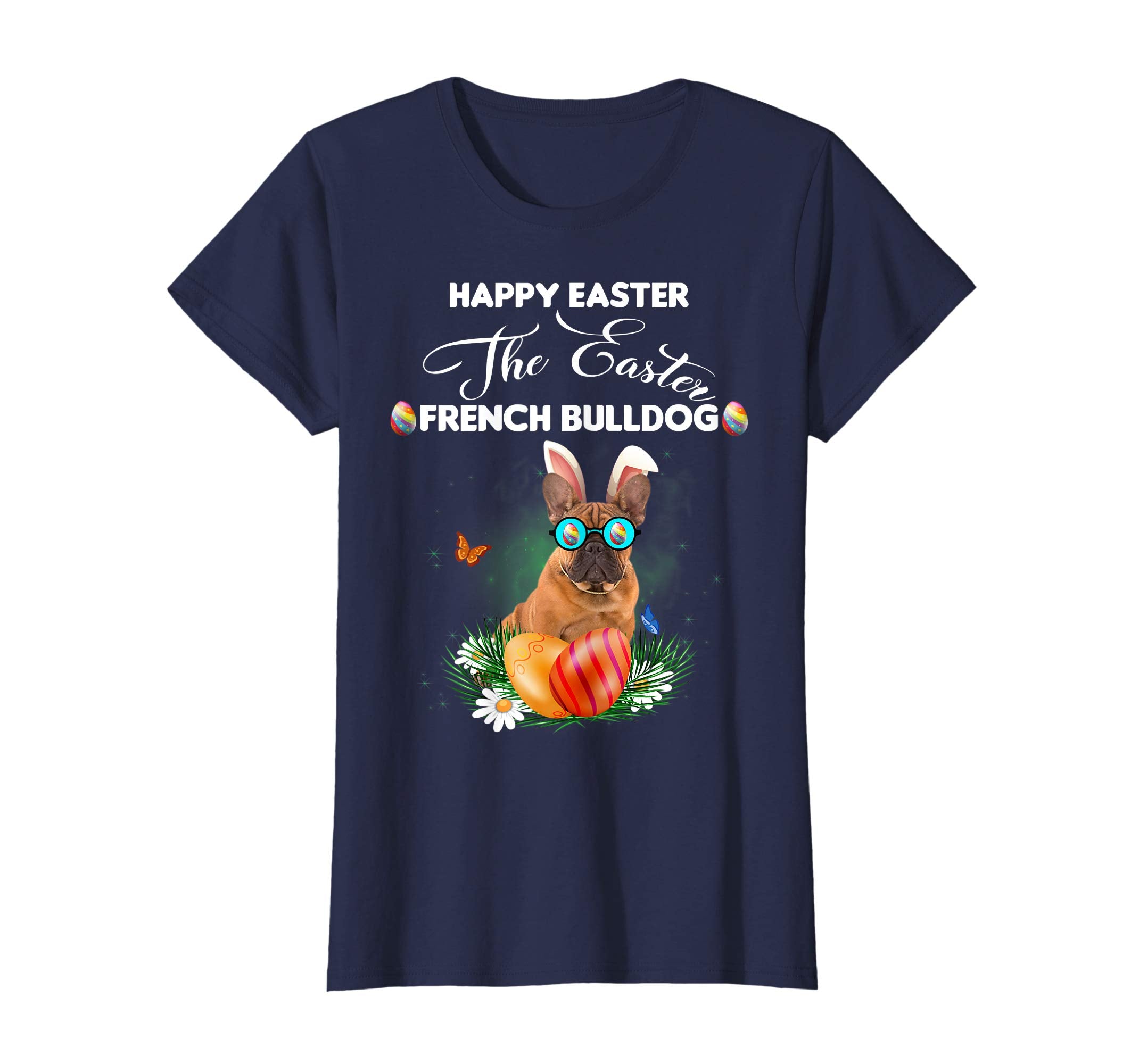 French Bulldog Dog Sunglass Bunny Happy Easter Day Tshirt
