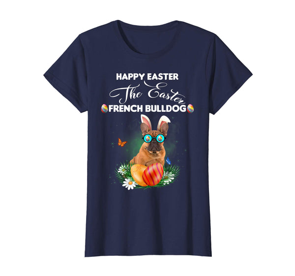 French Bulldog Dog Sunglass Bunny Happy Easter Day Tshirt