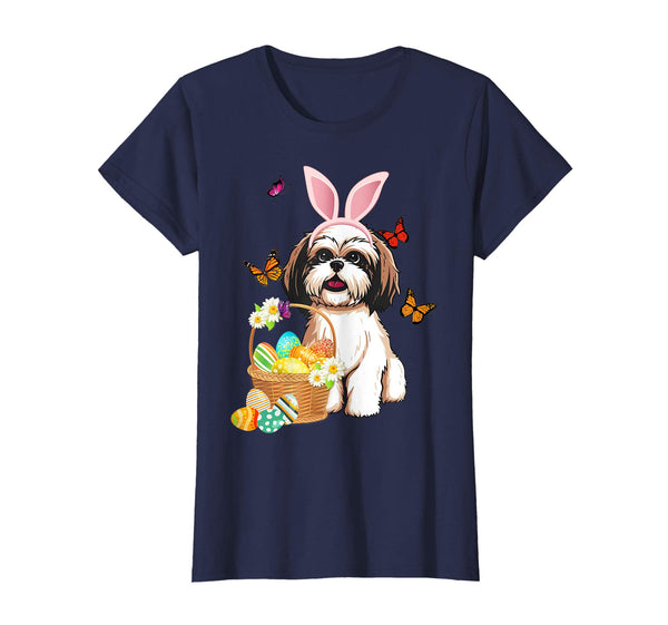 Shih tzu Bunny Hat Rabbit Easter Eggs Shirt