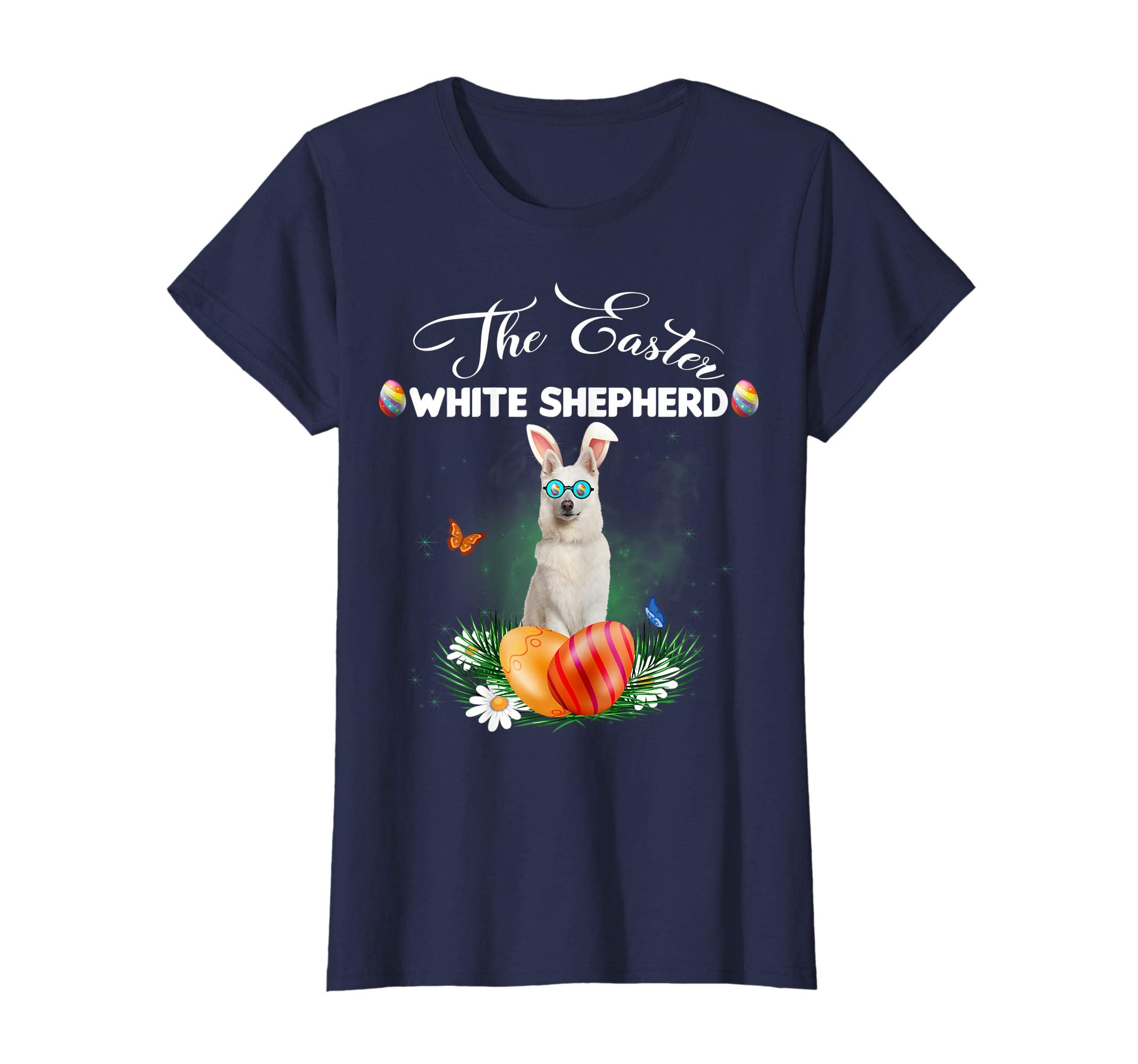 White Shepherd Bunny Easter Day Dog Gifts T-Shirt