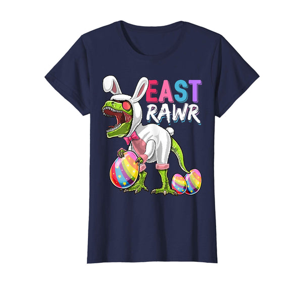 Happy Easter T Rex Dinosaur Easter Bunny Egg Shirt Kids