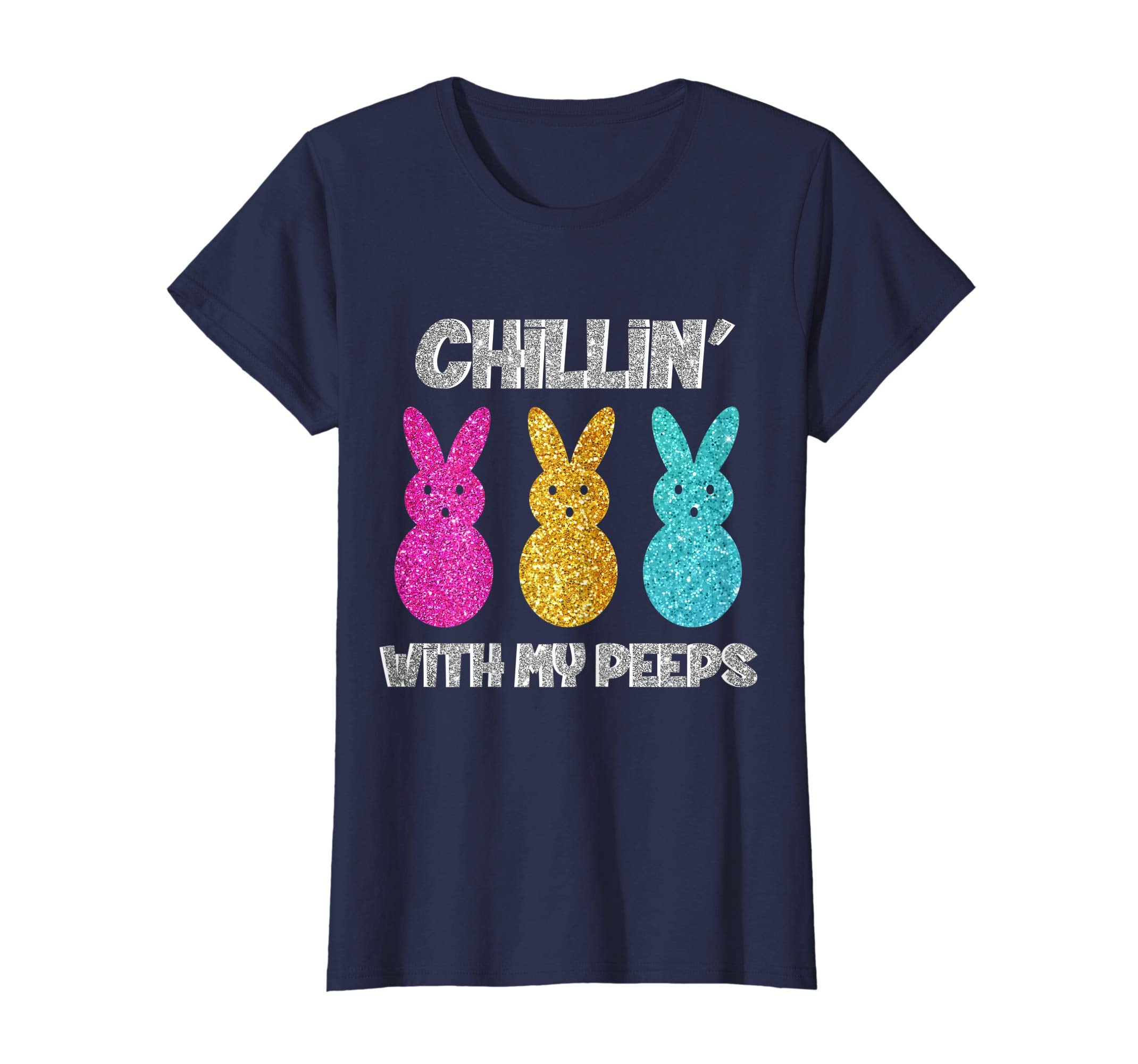 Funny Colorful Bunny Chillin With My Peeps Easter T-Shirt