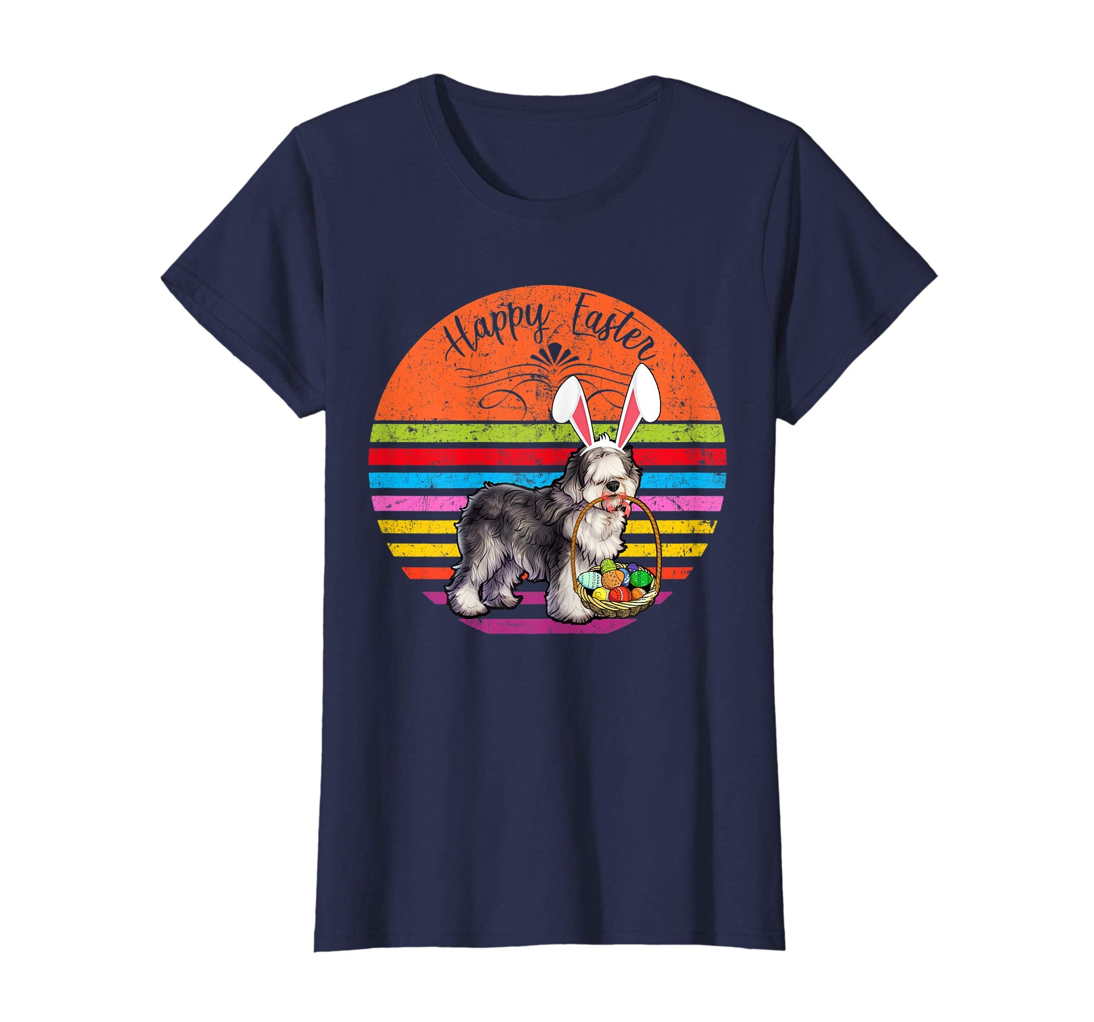 Vintage Olde English Sheepdog Dog Easter Eggs Basket T Shirt