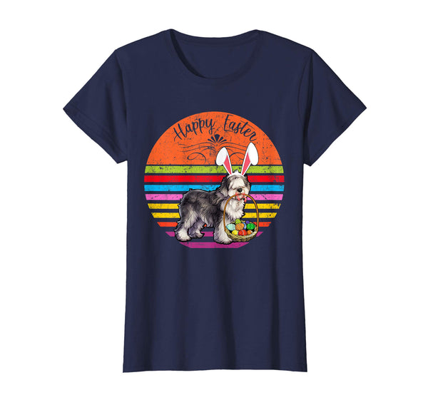 Vintage Olde English Sheepdog Dog Easter Eggs Basket T Shirt