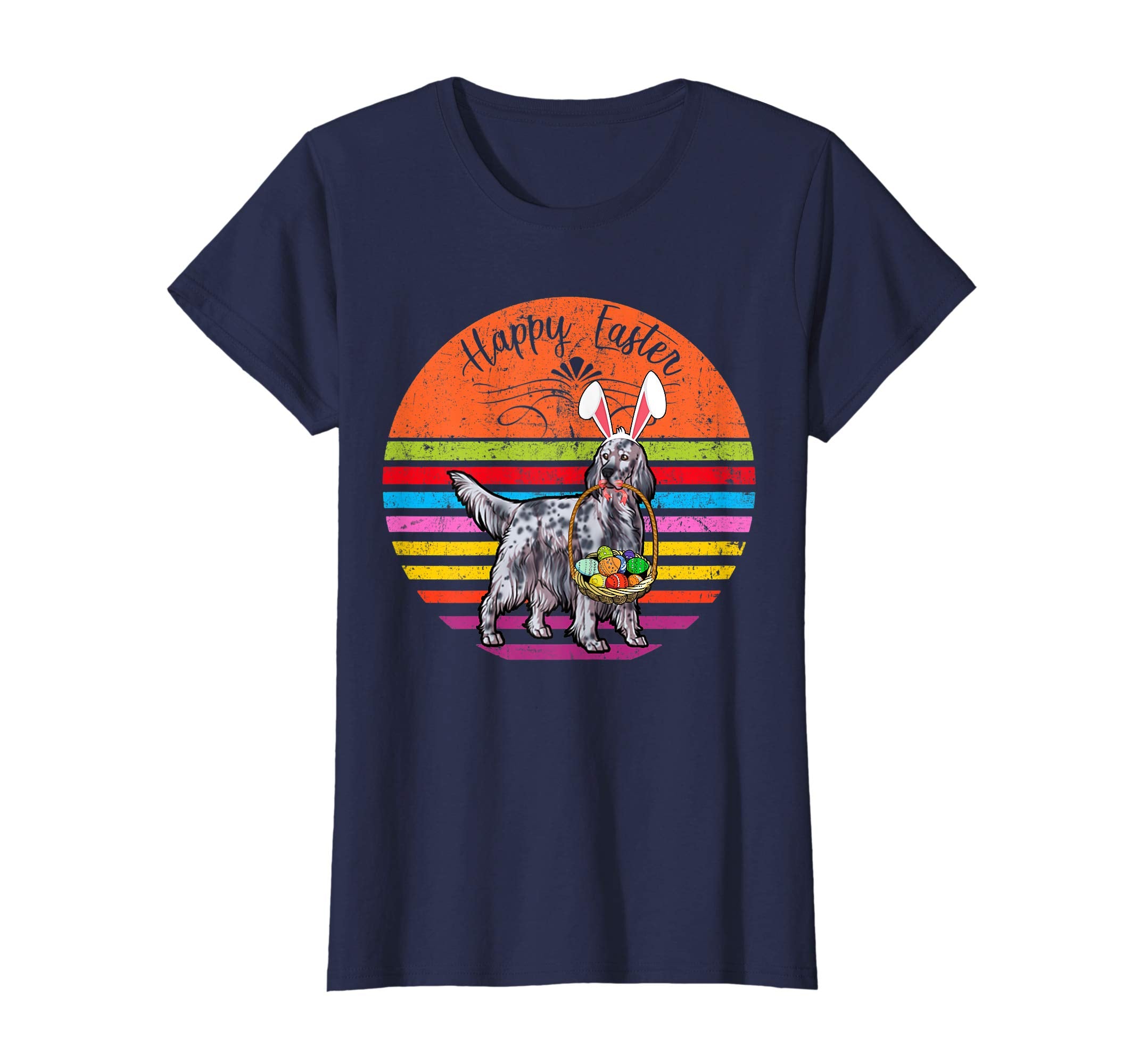 Cute English Setter Dog With Bunny Hat Easter Eggs T Shirt
