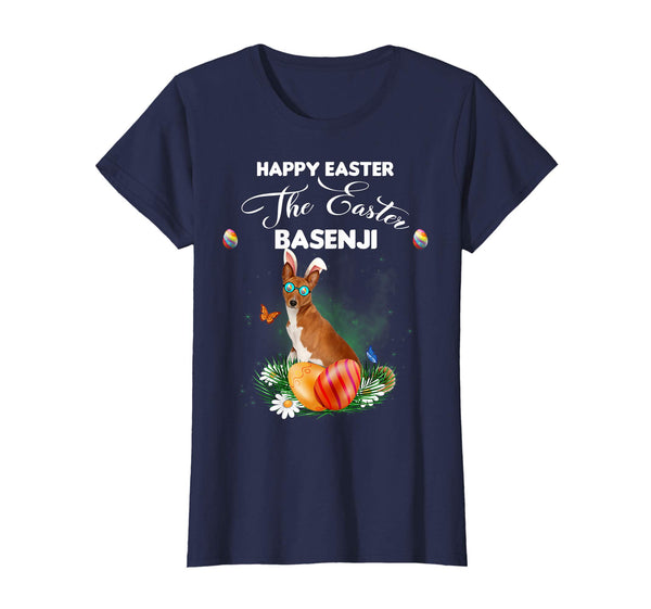 Basenji Dog Sunglass Bunny Happy Easter Day Tshirt