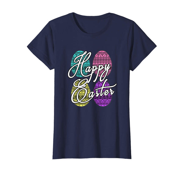 Happy Easter Holiday TShirt With Lace Easter Eggs