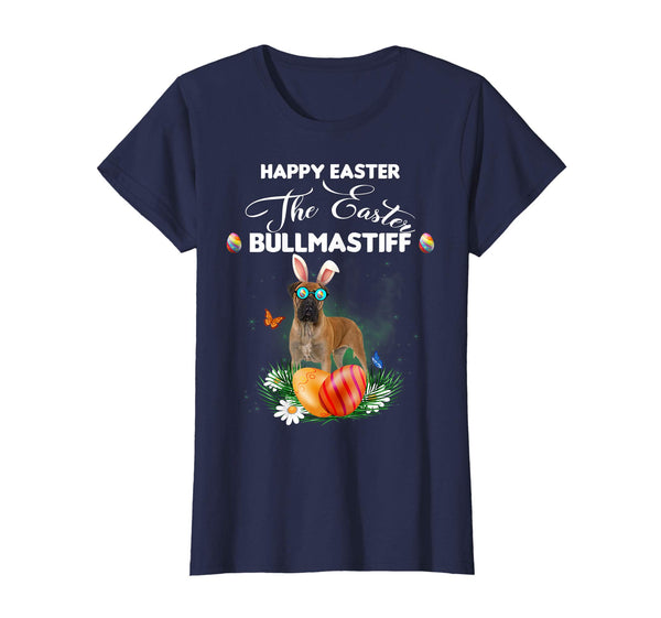 Bullmastiff Dog Sunglass Bunny Happy Easter Day Tshirt