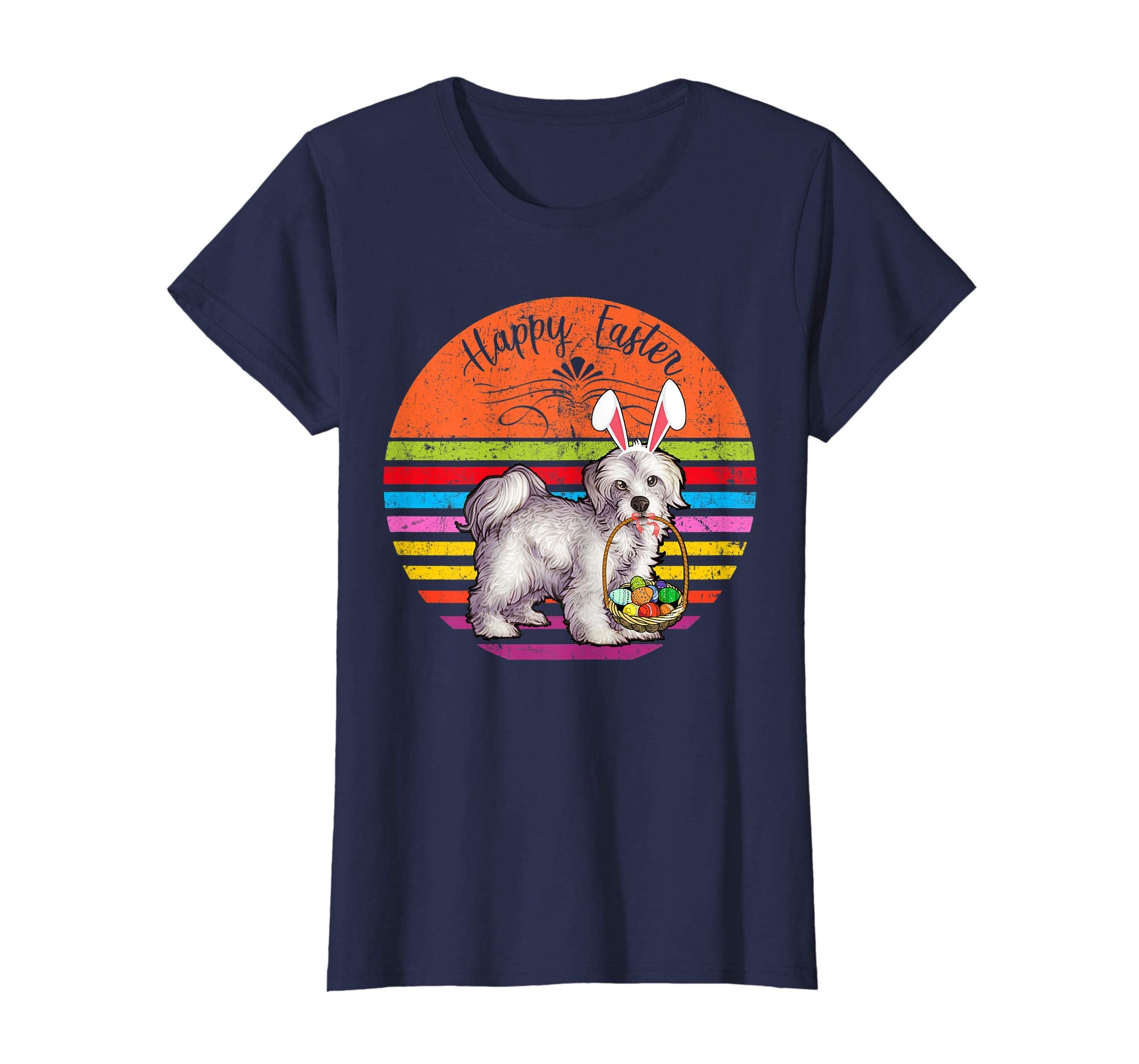 Vintage Maltese Dog Easter Eggs Basket T Shirt