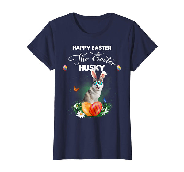 Husky Dog Sunglass Bunny Happy Easter Day Tshirt