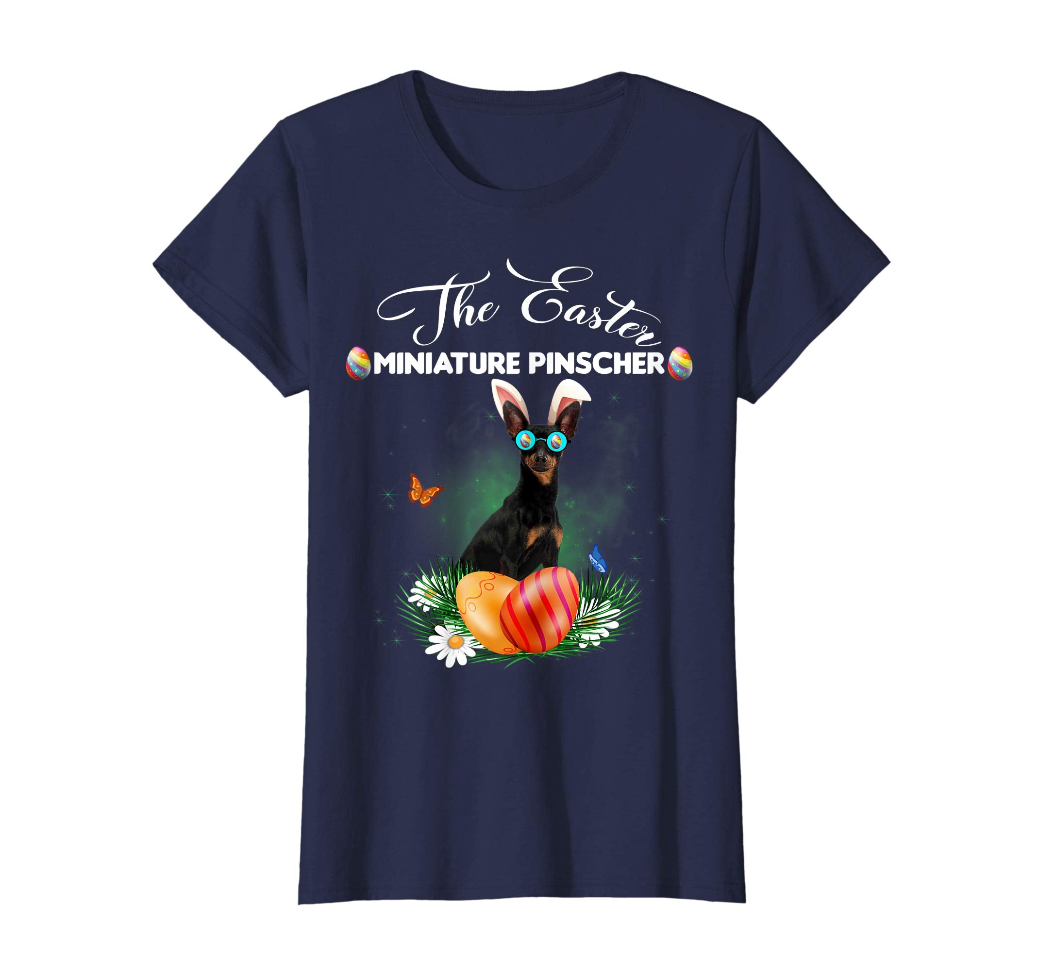 Miniature Pinscher Bunny Easter Day Dog Gifts T-Shirt