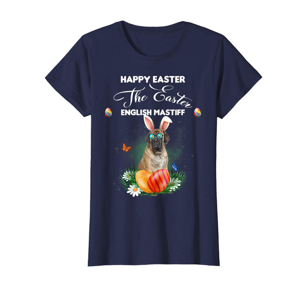 English Mastiff Dog Sunglass Bunny Happy Easter Day Tshirt