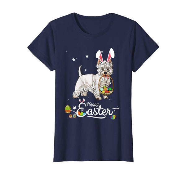 West Highland White Terrier Dog With Bunny Hat Easter TShirt