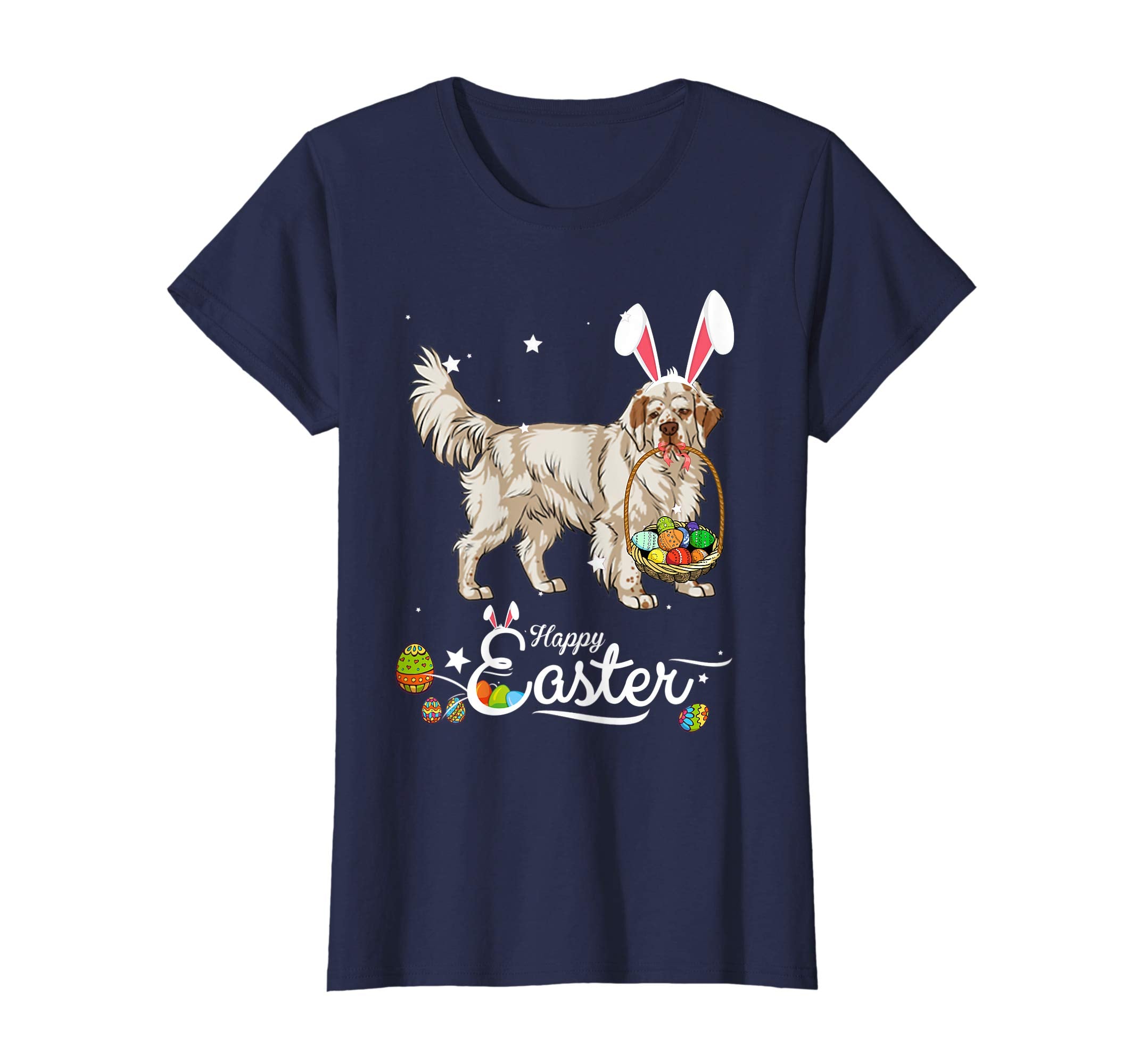 Clumber Spaniel Dog With Bunny Hat Easter Costume T Shirt