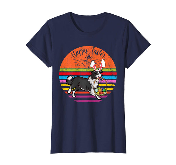 Cute Border Collie Dog With Bunny Hat Easter Eggs T Shirt