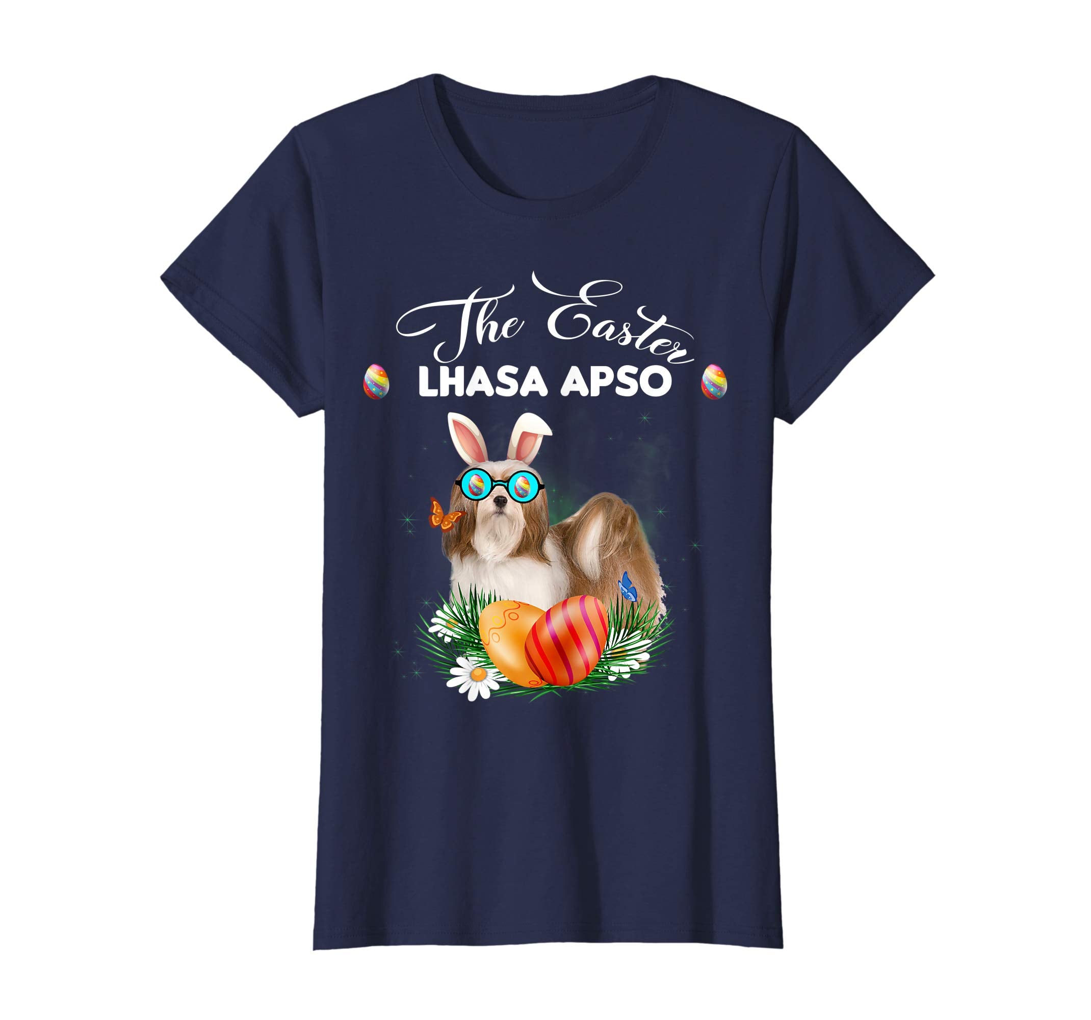 Lhasa Apso Bunny Easter Day Dog Gifts T-Shirt
