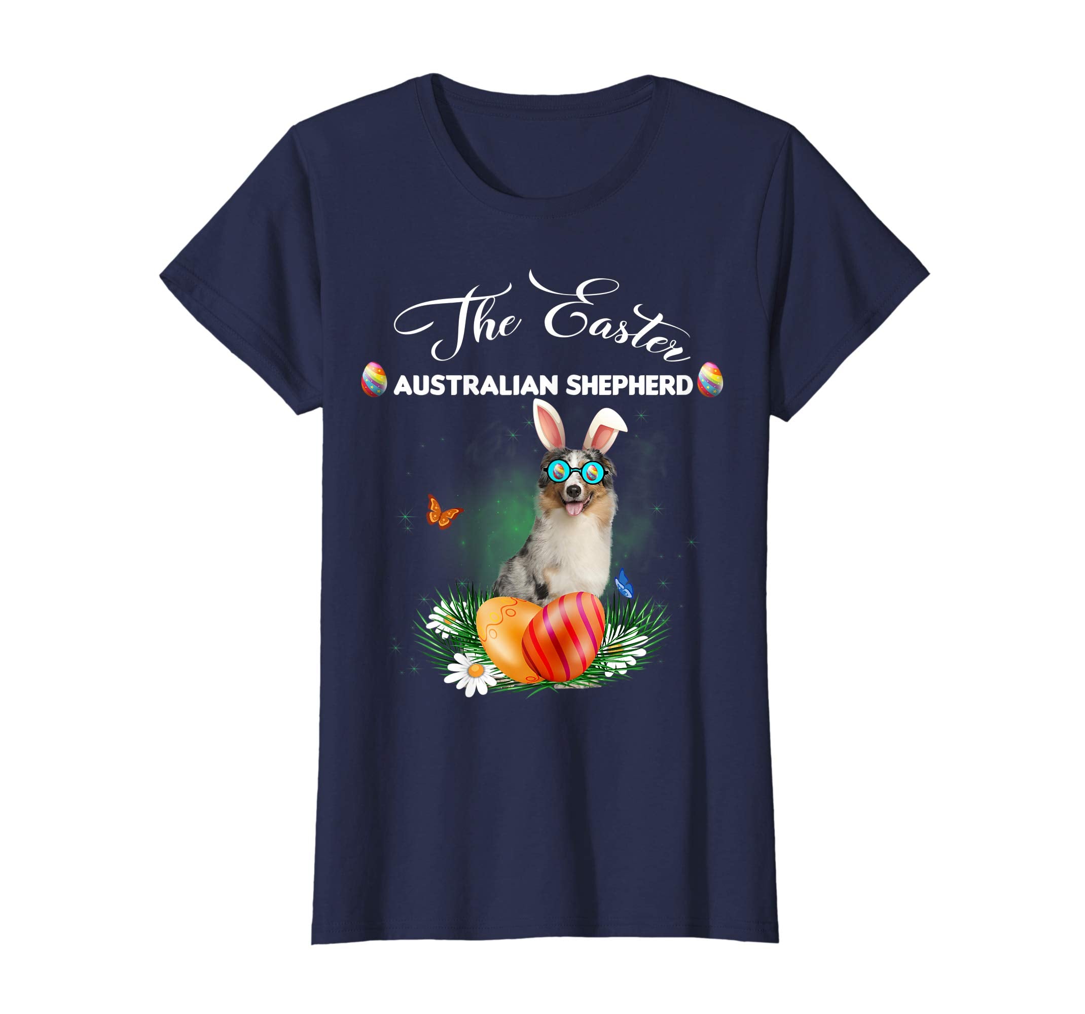 Australian Shepherd Bunny Easter Day Dog Gifts T-Shirt