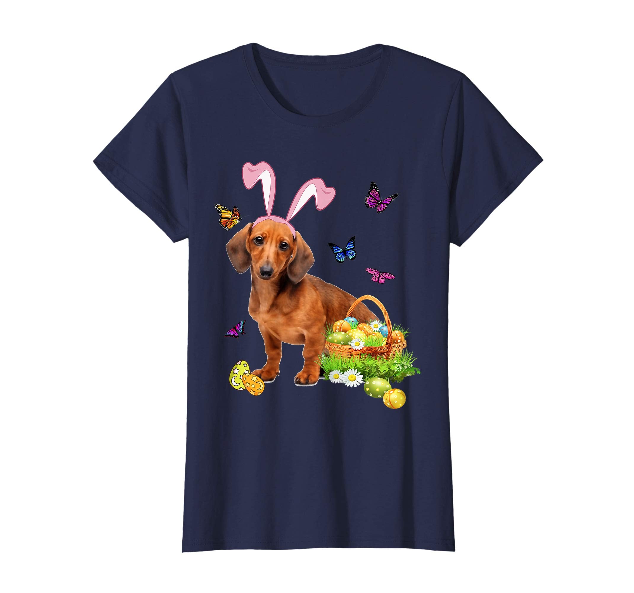 Dachshund Bunny Hat Rabbit Easter Eggs T-Shirt
