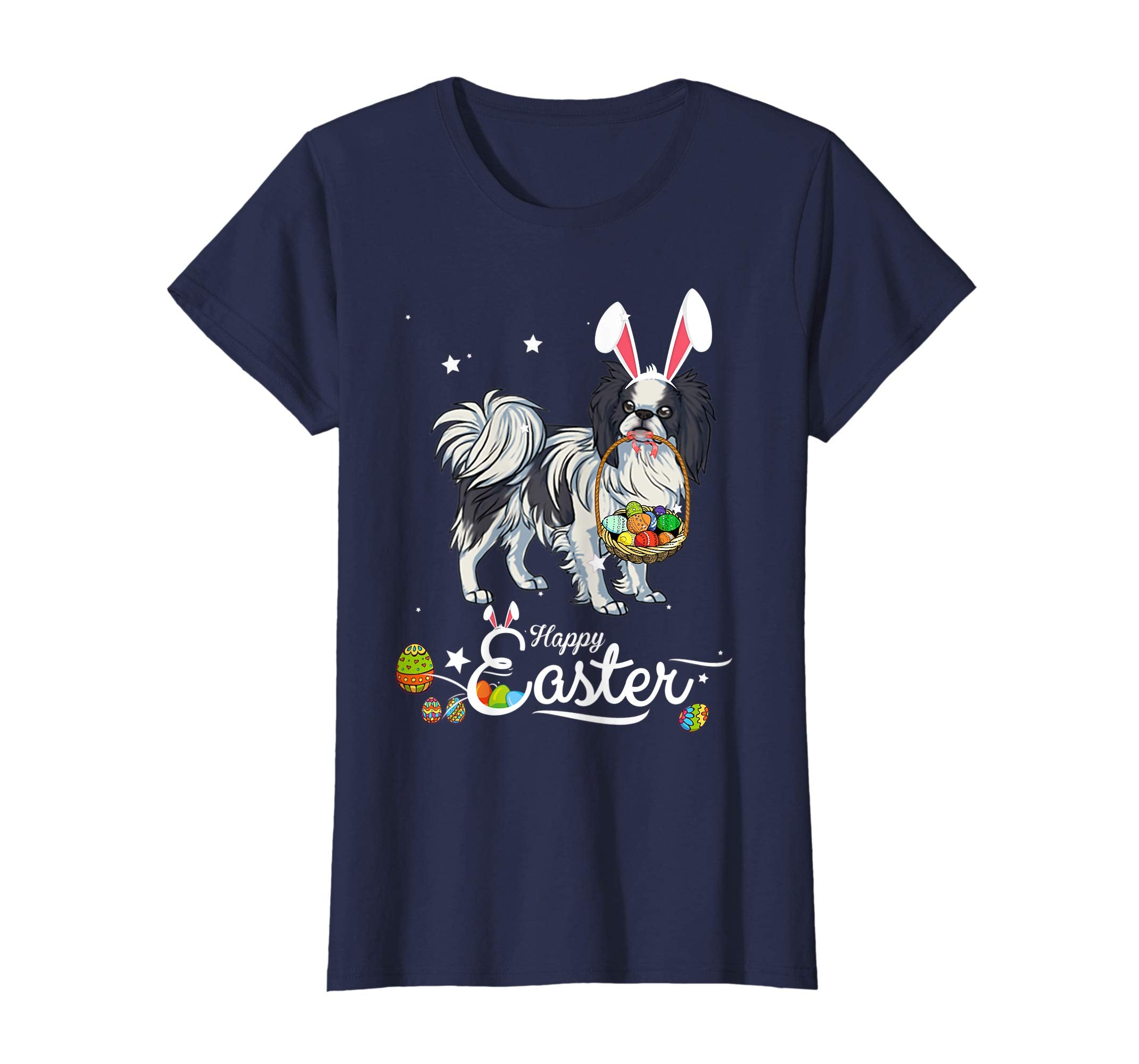 Japanese Chin Dog With Bunny Hat Easter Costume T Shirt