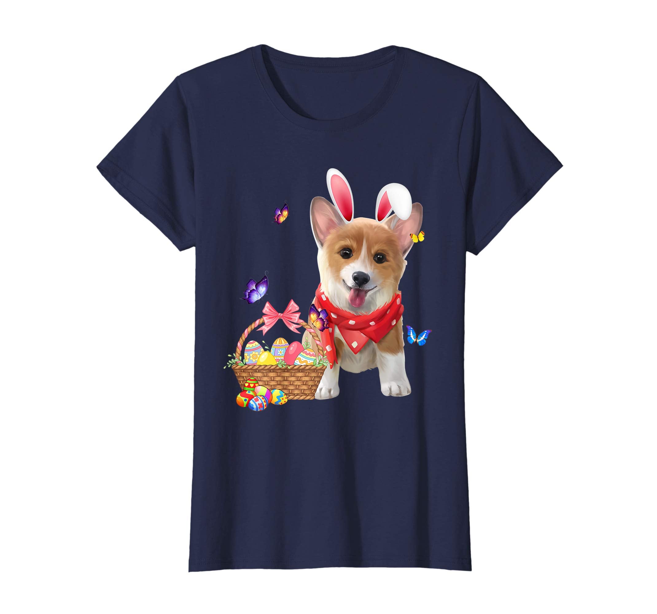 Funny Corgi Bunny with Eggs Easter T shirt Dog lovers