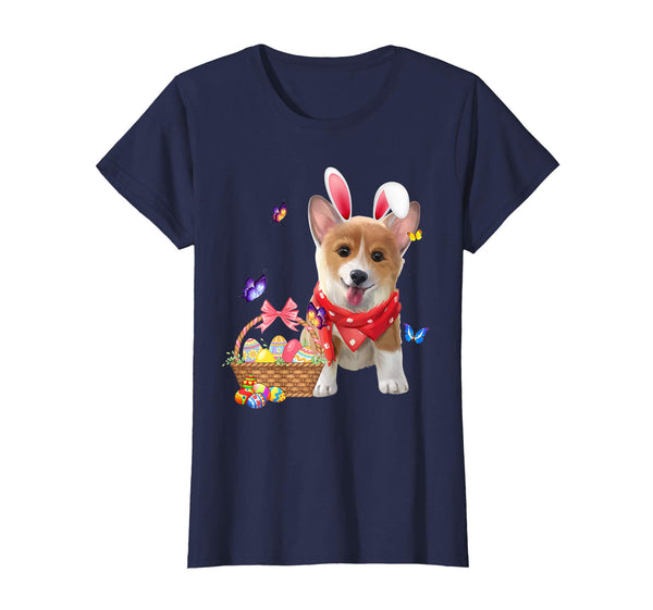 Funny Corgi Bunny with Eggs Easter T shirt Dog lovers