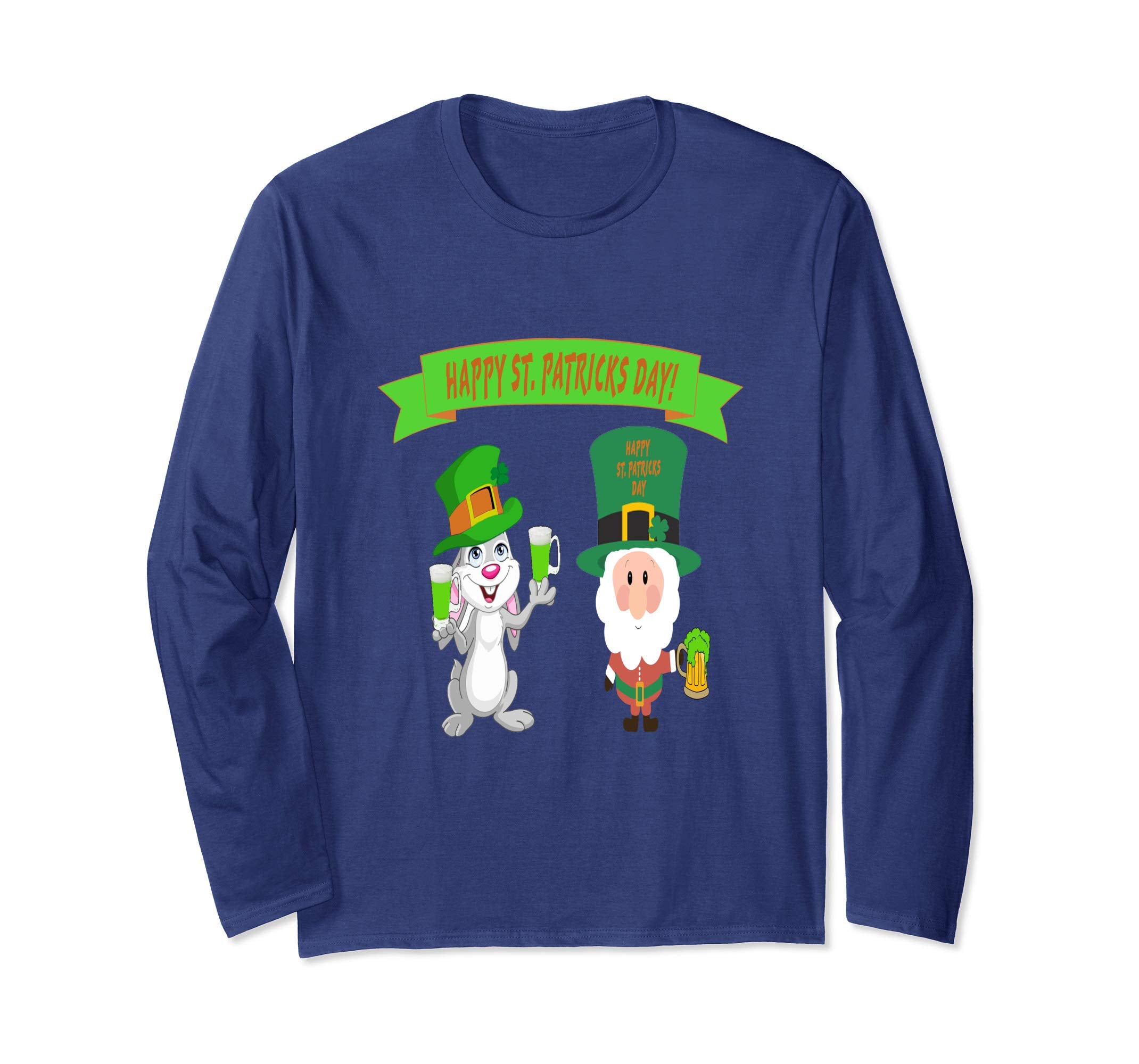 St. Patricks Day Santa &amp; Easter bunny long sleeve shirt