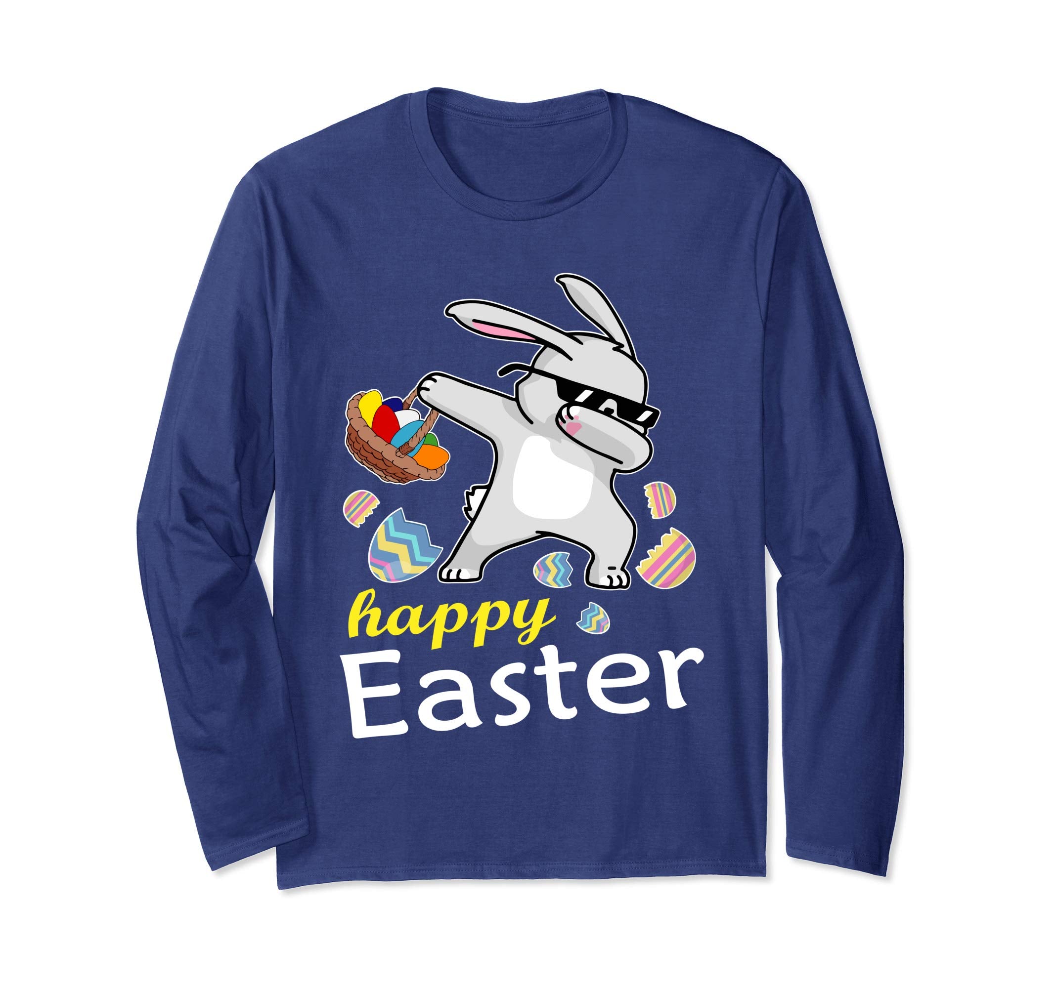 Bunny Rabbit &amp; Easter Egg Basket Dabbing Happy Easter Shirt