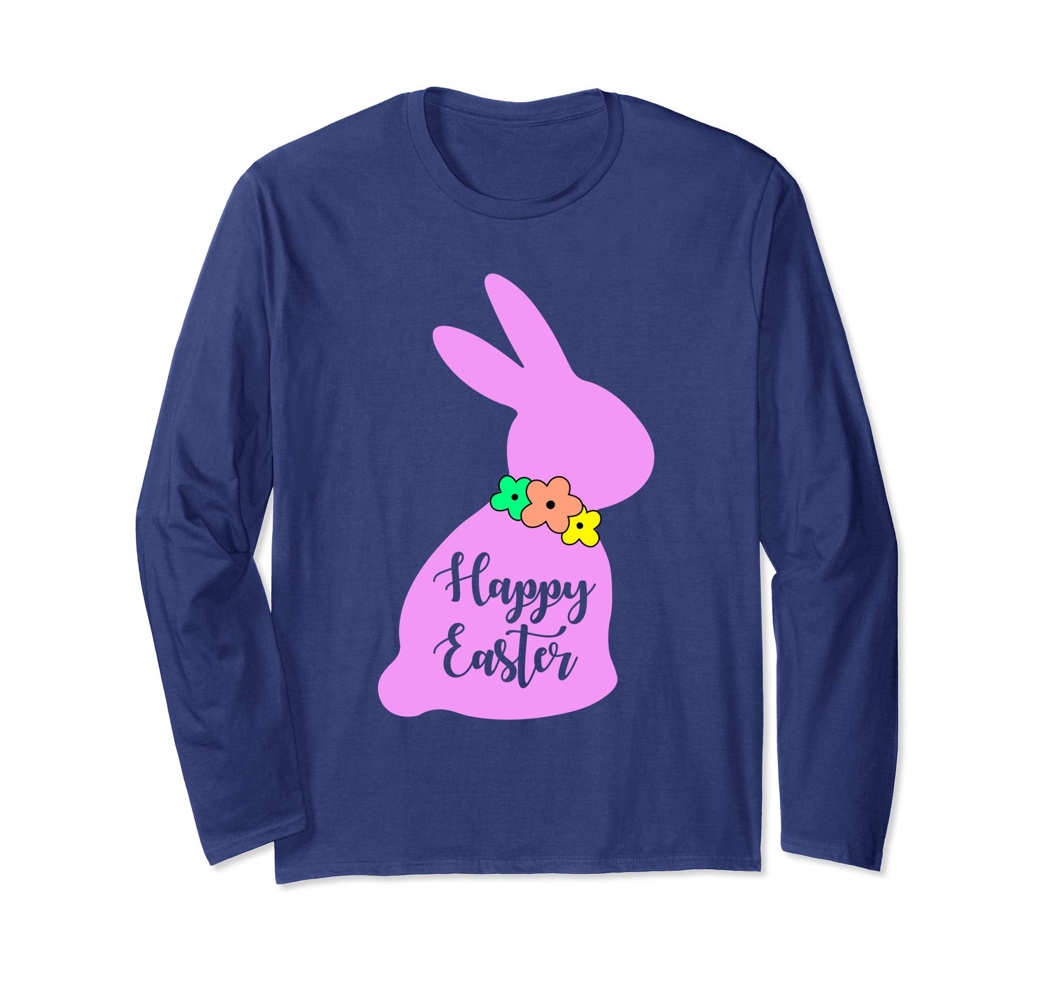 Happy Easter Bunny Silhouette Bow Long Sleeve T Shirt Gift