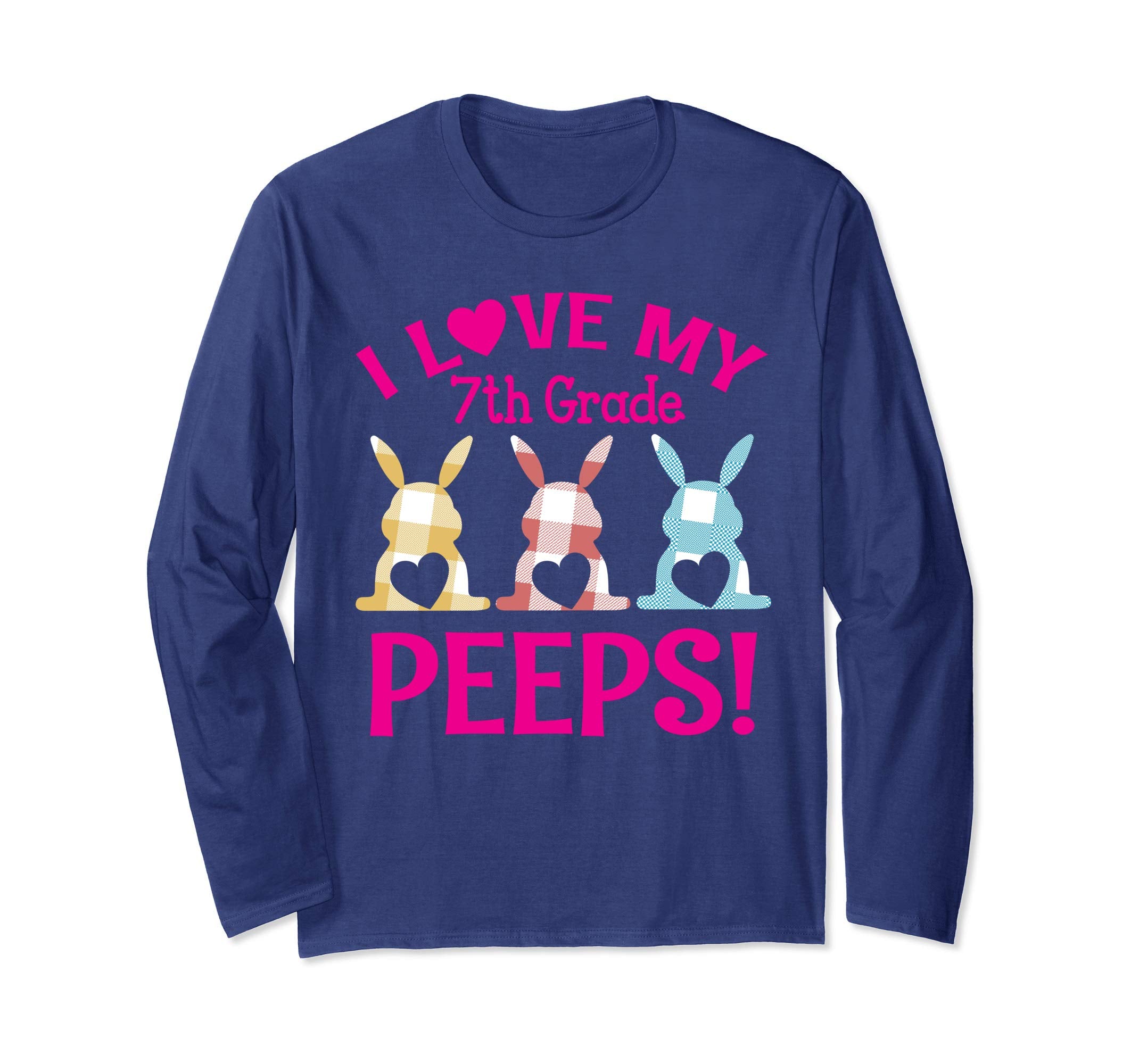 I Love My 7th Grade Peeps Bunnies Teacher Easter Retro Shirt