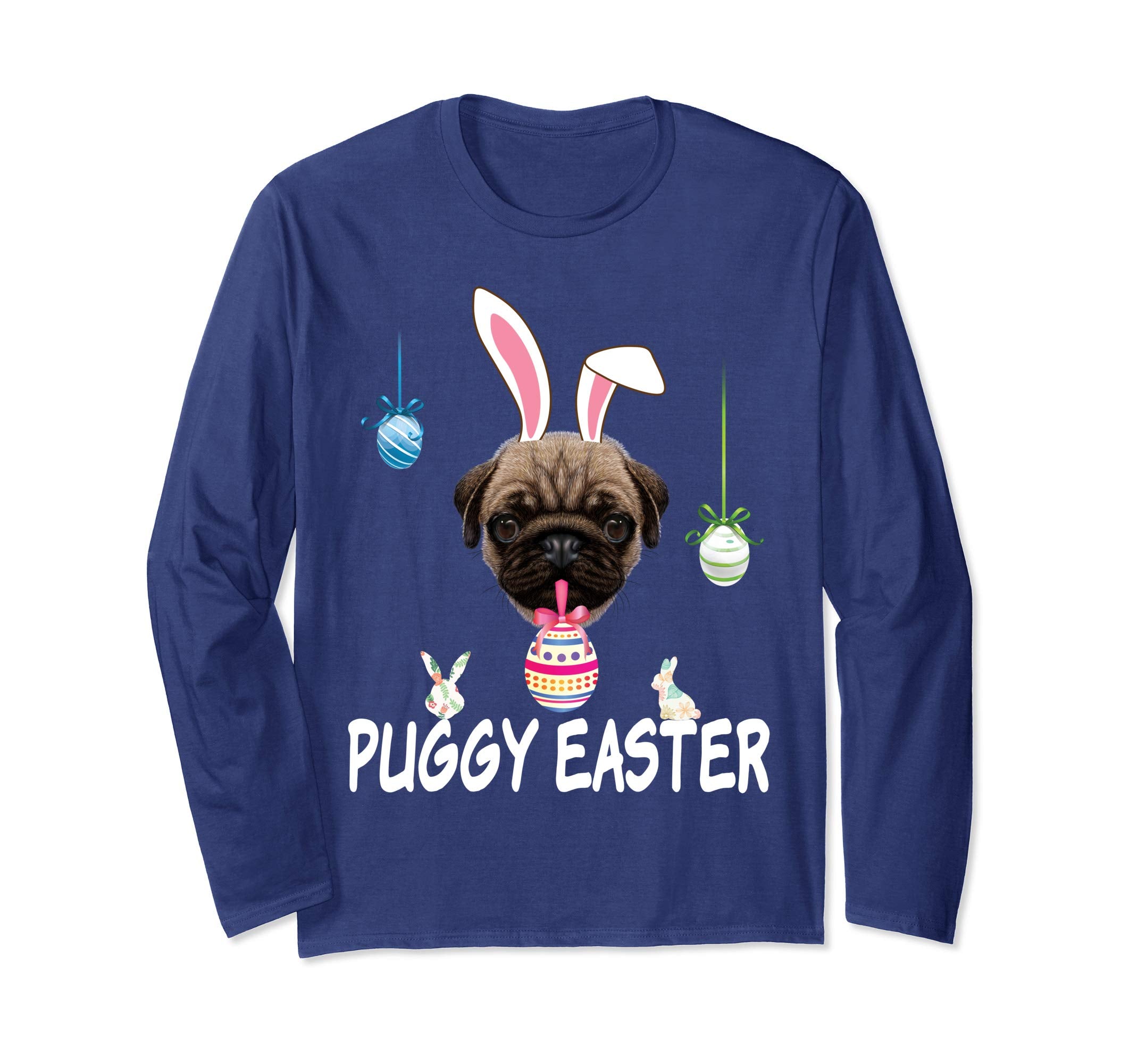 The Puggy Easter Pug Dog Bunny Egg T-Shirt Dog Lover Hunting