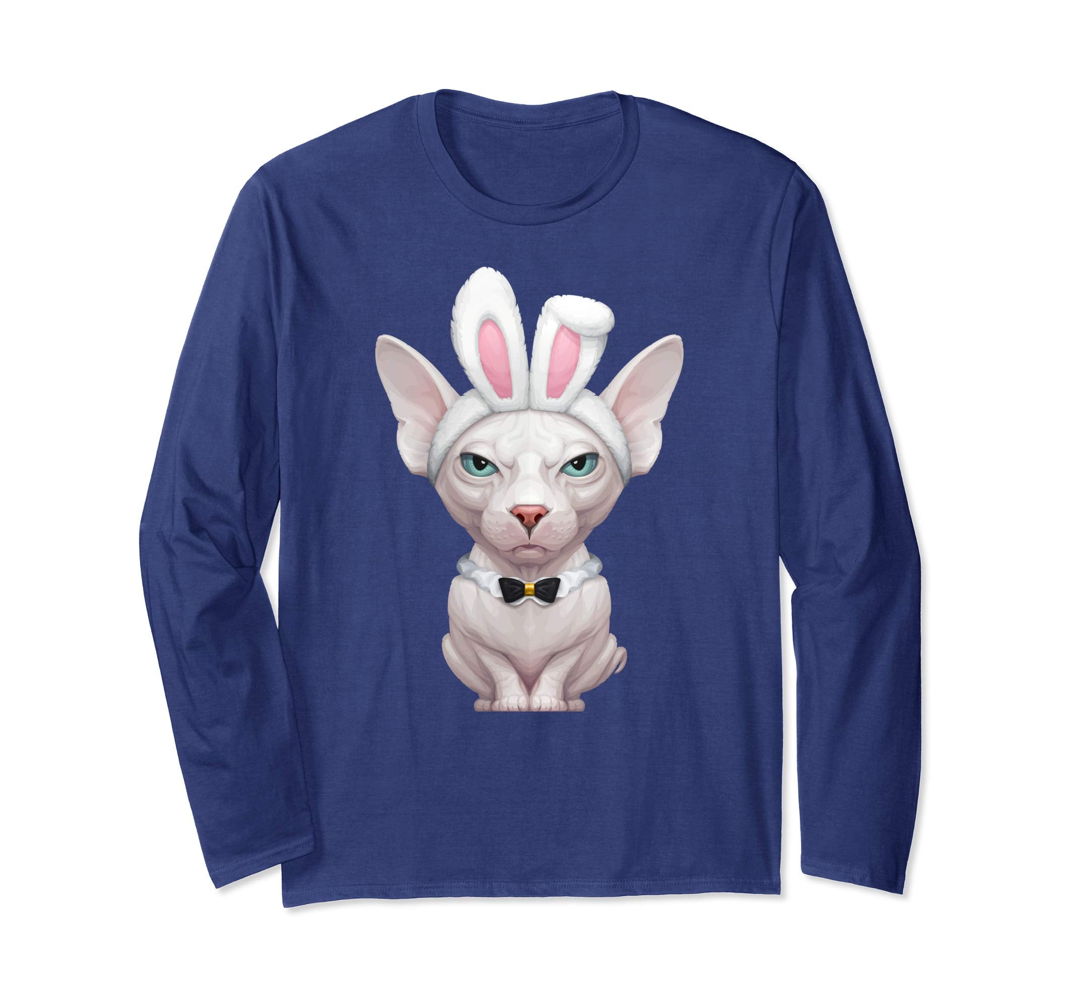 Sphynx Cat in Easter Bunny Costume Long Sleeve T-Shirt