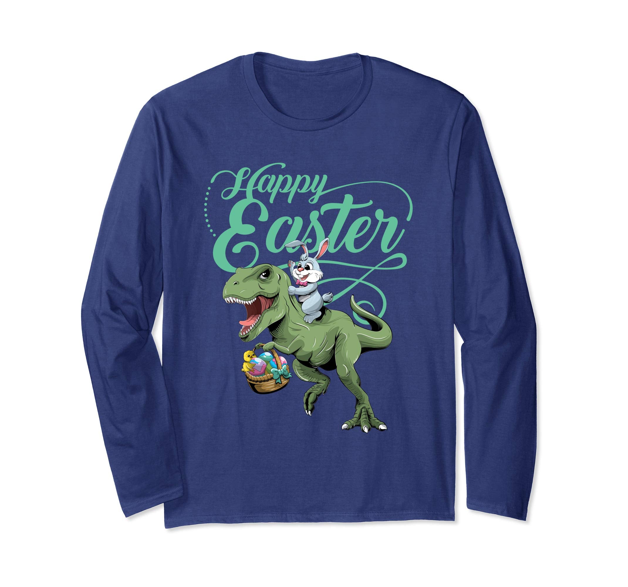 Easter T Shirt for Boys with Cool Bunny and T-rex Egg Hunt