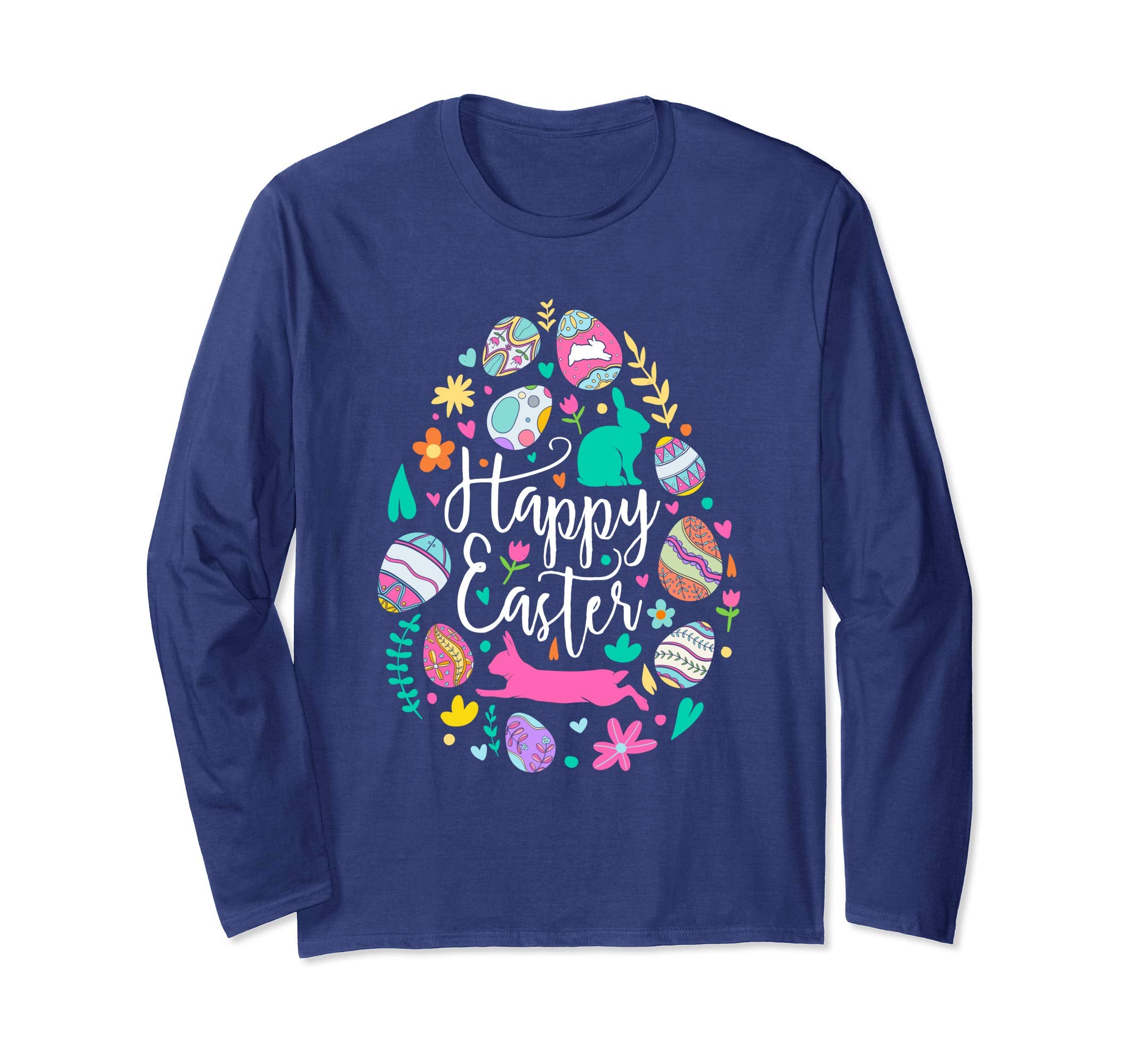 Happy Easter Bunny Silhouette Heart Long Sleeve T Shirt Gift