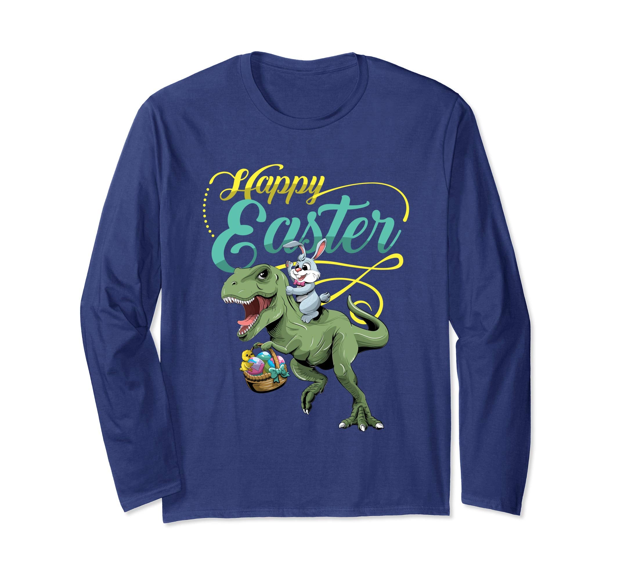 Easter T Shirt for Boys with Cool Bunny and T-rex Egg Hunt