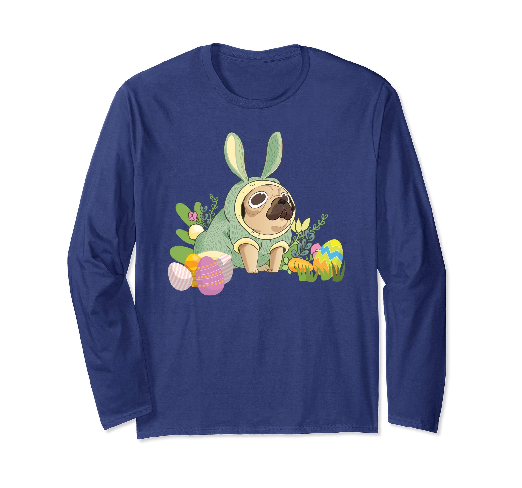 Bunny Pug Dog Easter Day Dog Lovers T-Shirt Egg Hunting
