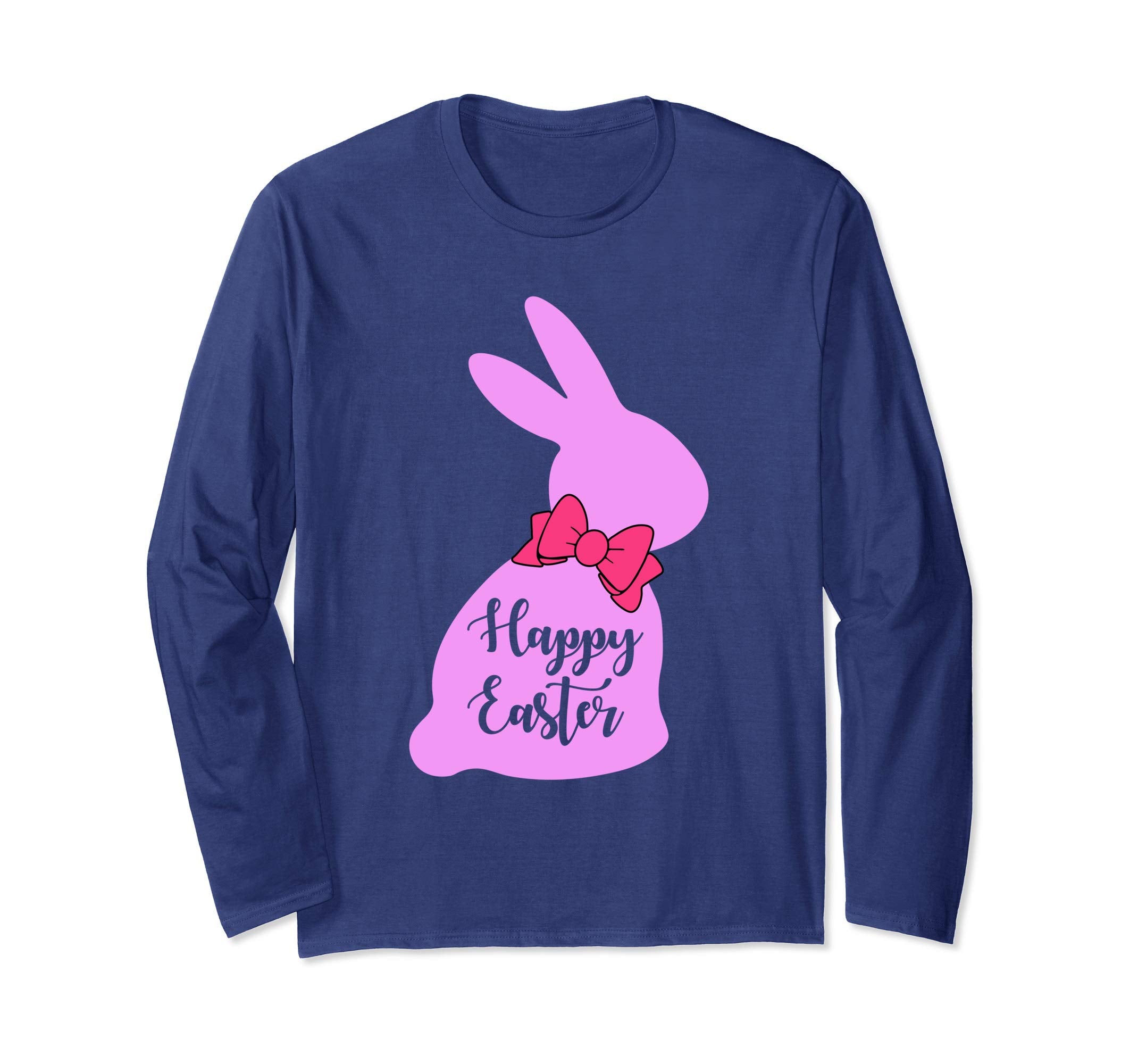 Happy Easter Bunny Silhouette Bow Long Sleeve T Shirt Gift
