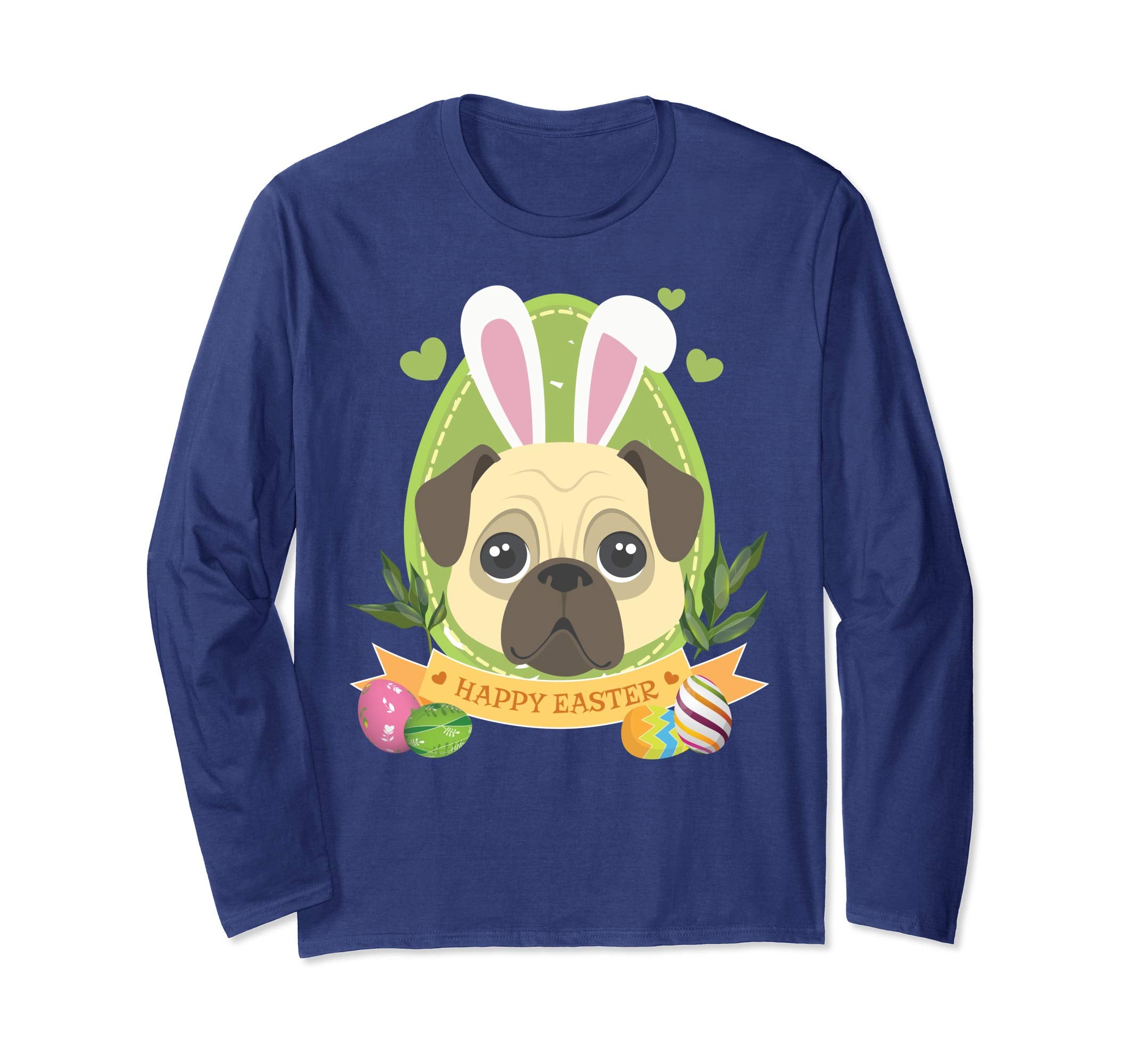 Bunny Pug Dog Easter Day Lovers T-Shirt Egg Hunting Lovely