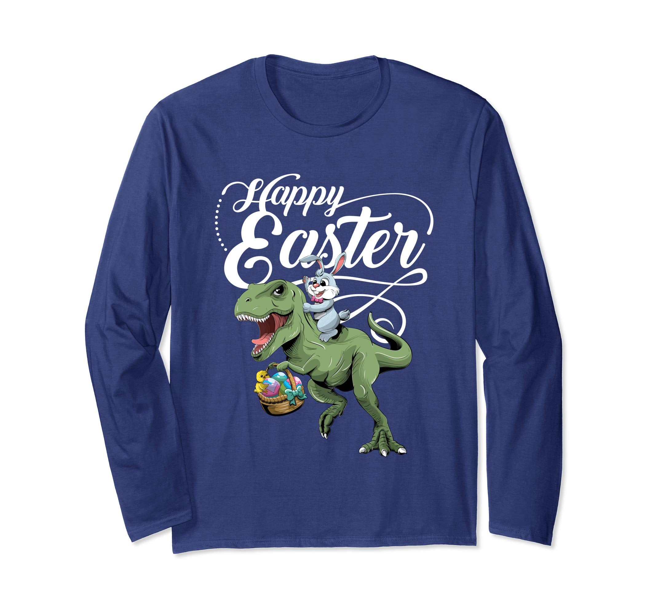 Easter T Shirt for Boys with Cool Bunny and T-rex Egg Hunt